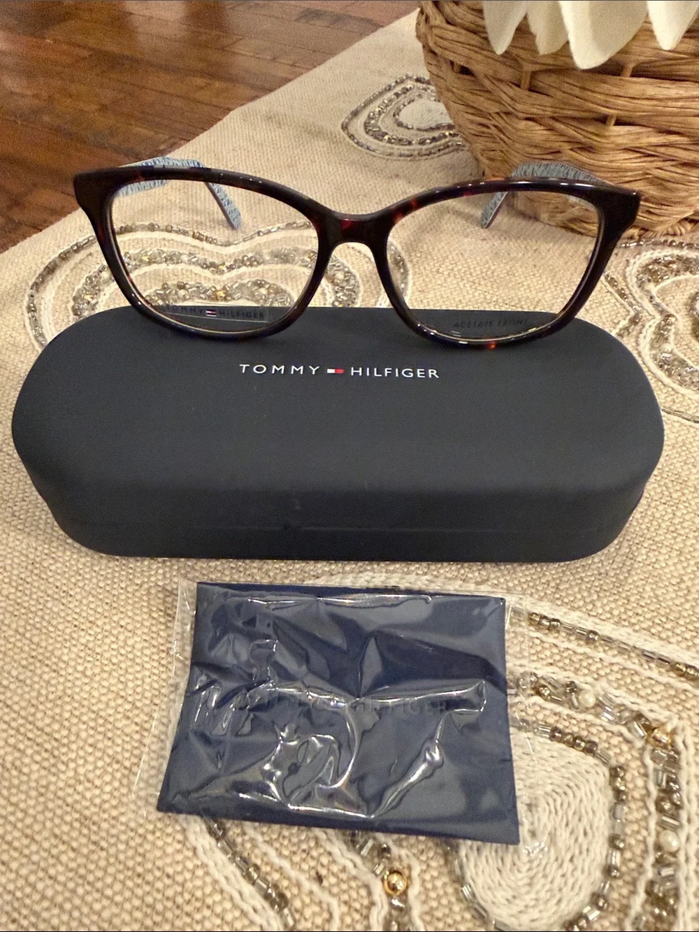 Tommy Hilfiger Tortoiseshell Frames with case and cleaning cloth .TH 2108